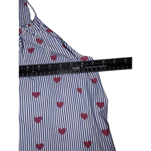 J. Crew Heart Pajama Dress Womens L Blue Red Sleepwear Nighttime - Picture 5 of 10